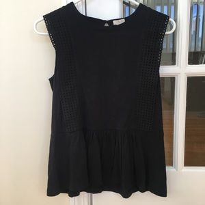 J.Crew Black Eyelet Top